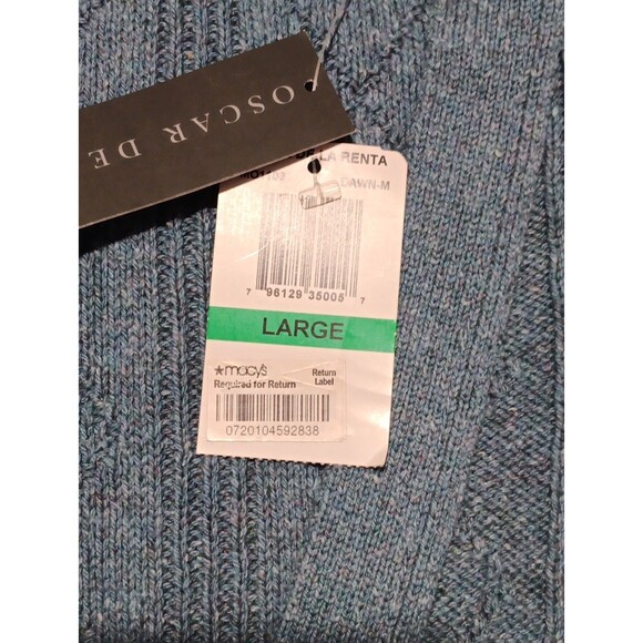 Oscar de la Renta Cardigan Mens Large Blue Sweater Preppy Academia Corpgore NEW - Picture 3 of 5